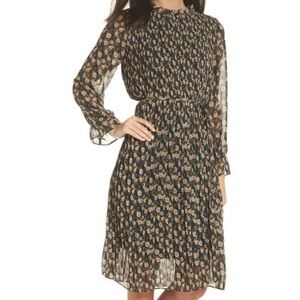 Sam Edelman High Neck Pleated Peasant Dress Size 2